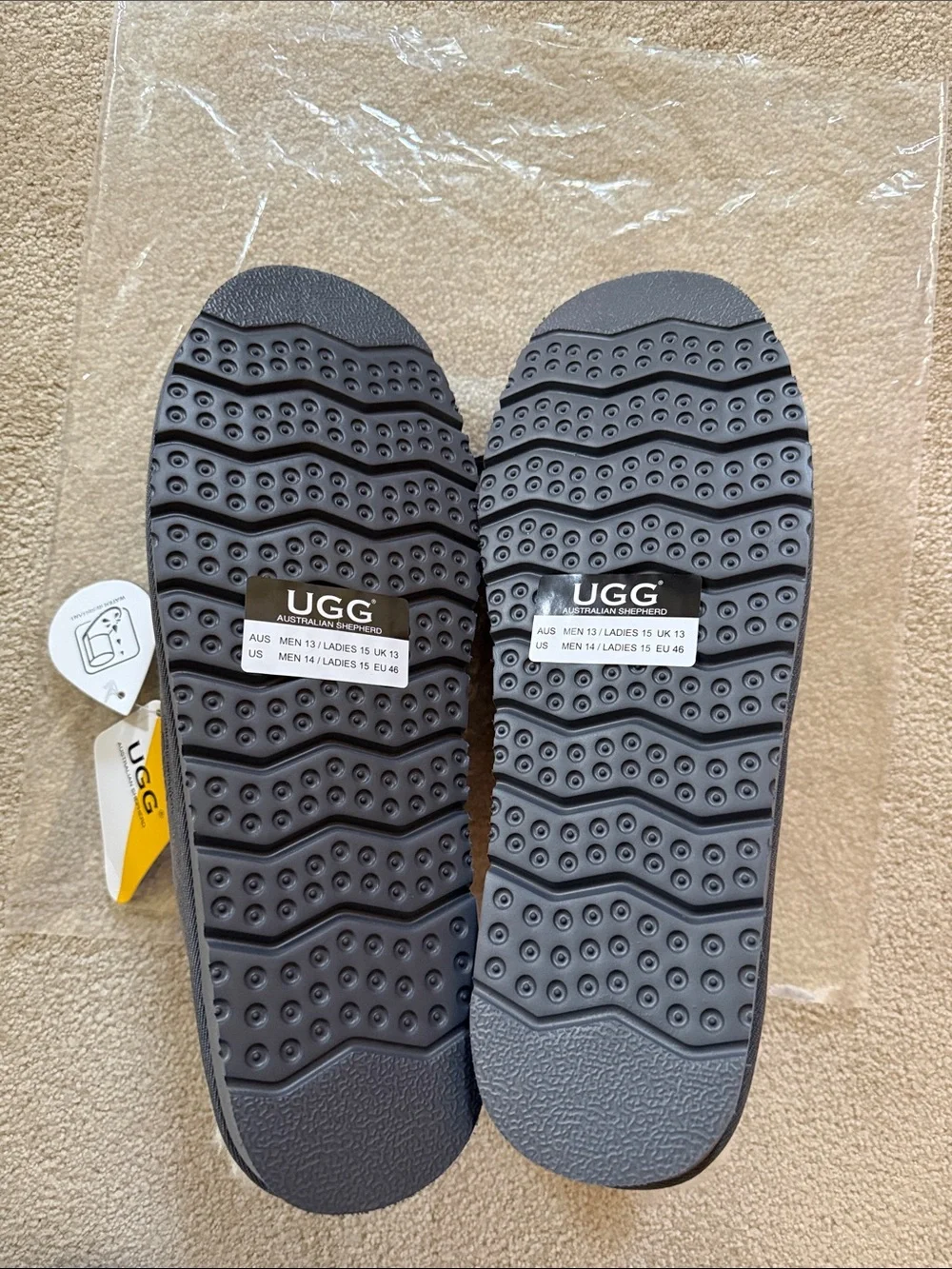 UGG Men's Gray Suede Sheepskin-Lined Slip-Ons